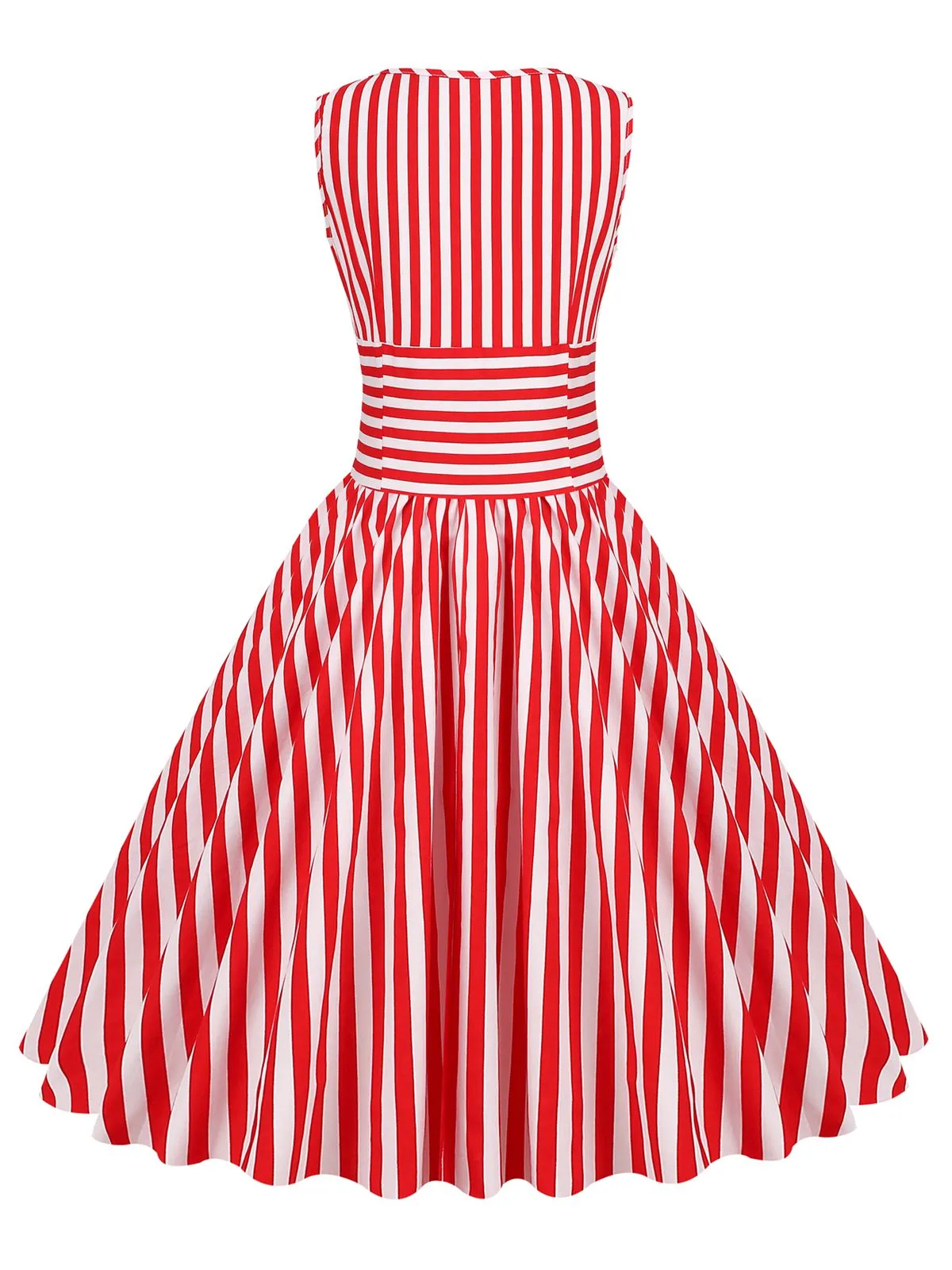 1950s Stripe Crew Neck Swing Dress