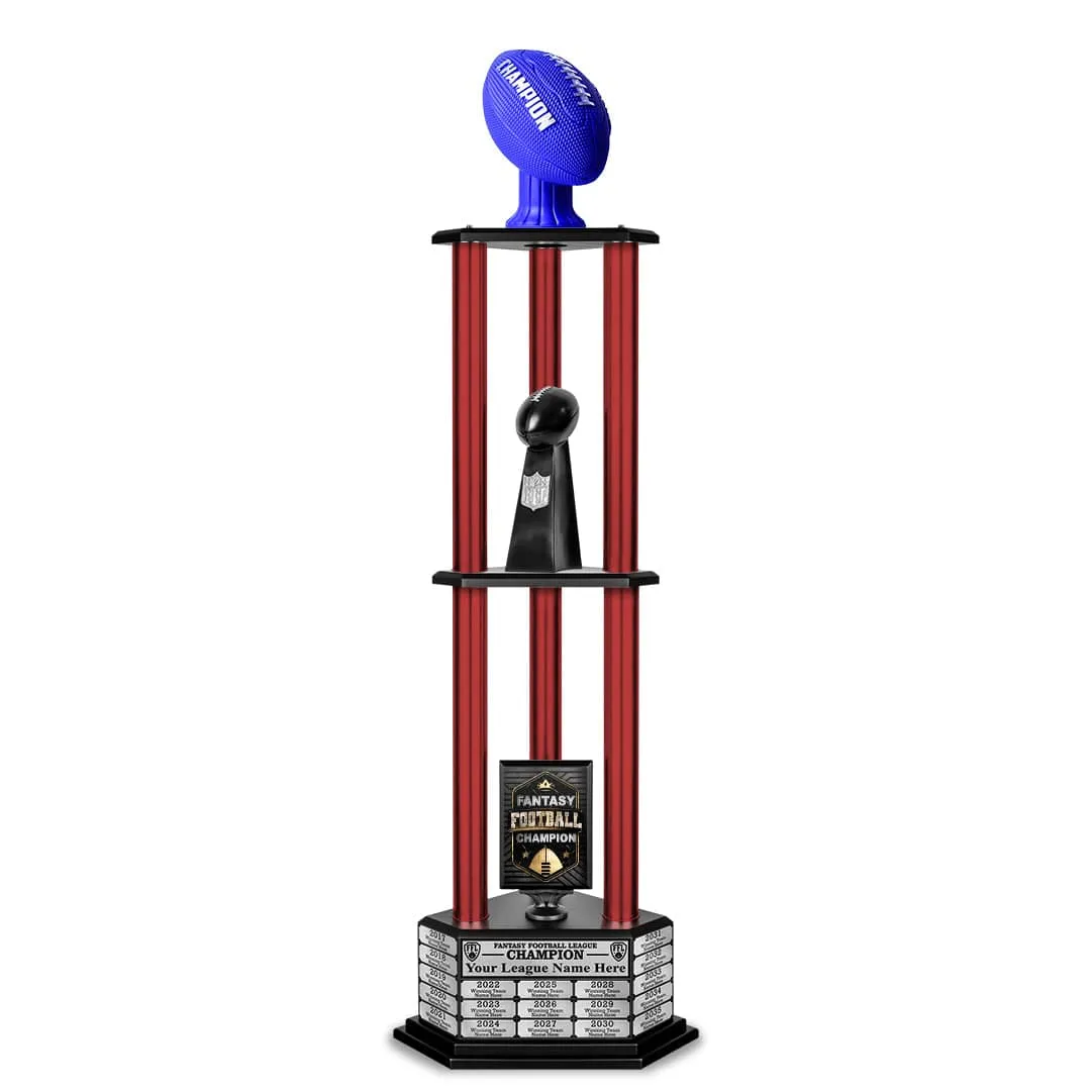 26”-56” Fantasy Football Perpetual Trophy - Blue Football