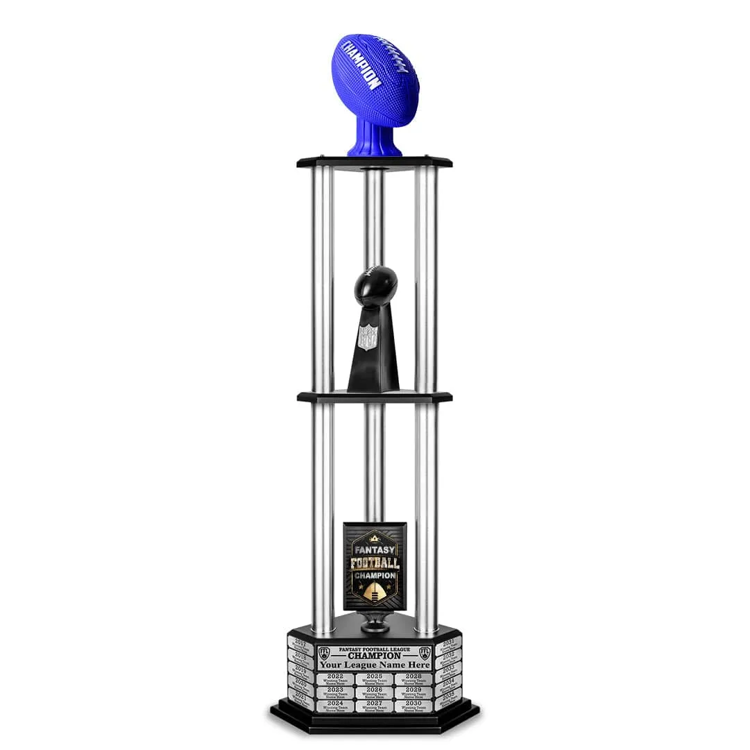 26”-56” Fantasy Football Perpetual Trophy - Blue Football