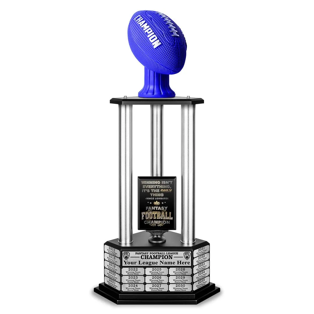 26”-56” Fantasy Football Perpetual Trophy - Blue Football