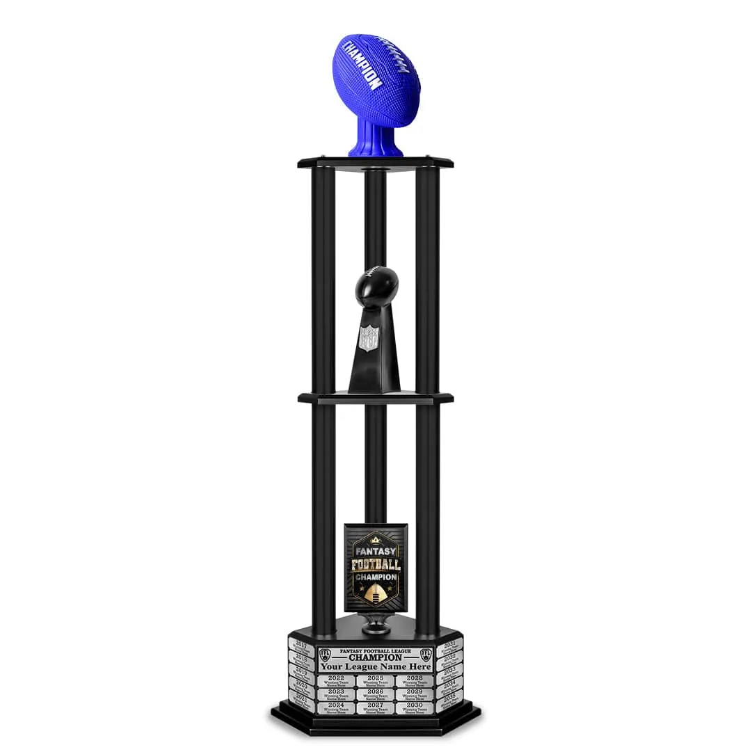 26”-56” Fantasy Football Perpetual Trophy - Blue Football