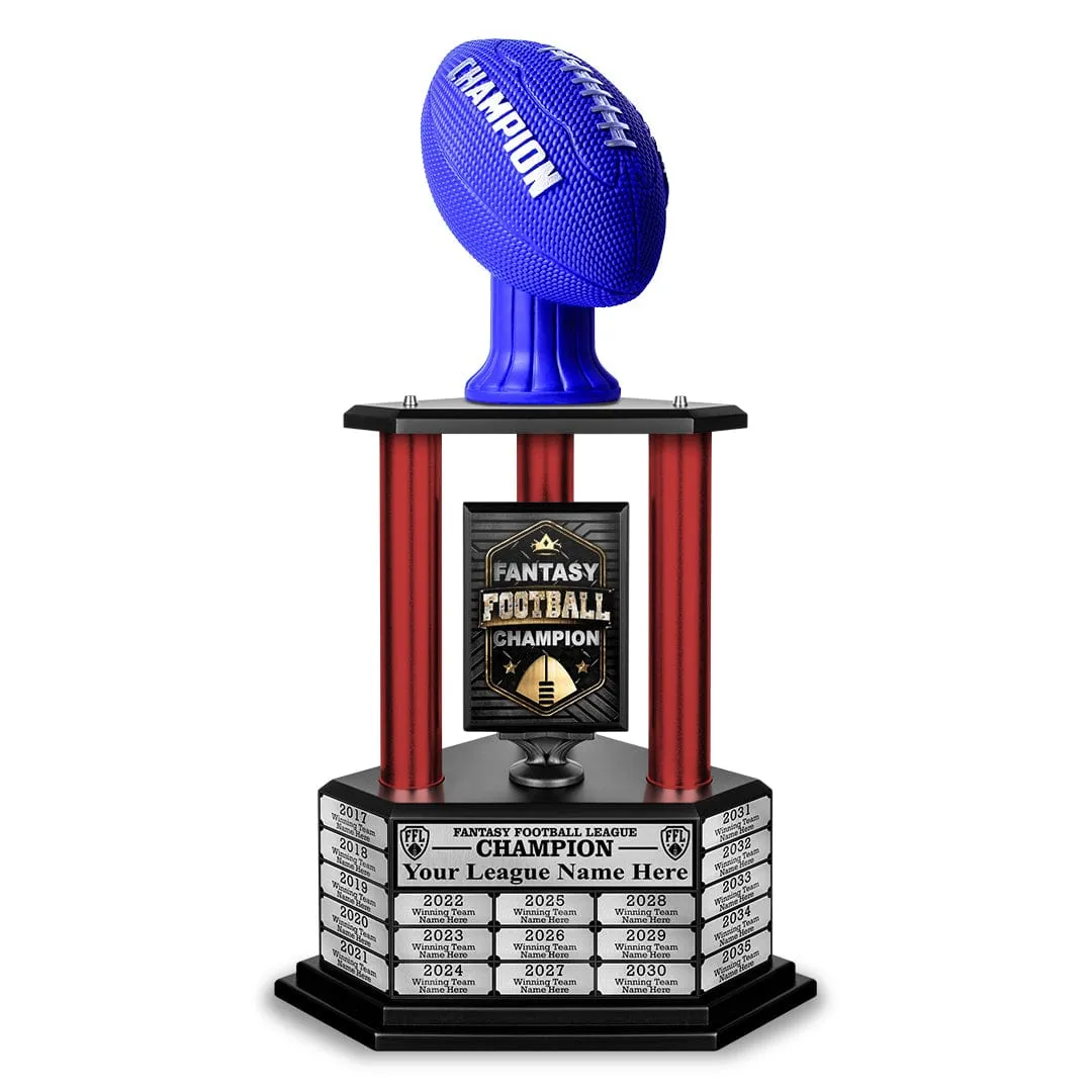 26”-56” Fantasy Football Perpetual Trophy - Blue Football