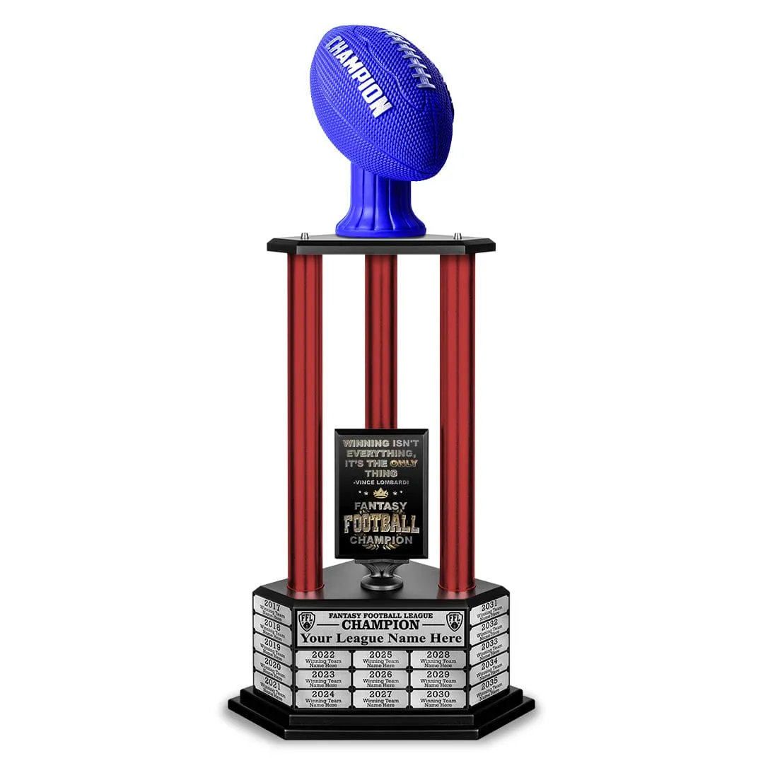 26”-56” Fantasy Football Perpetual Trophy - Blue Football