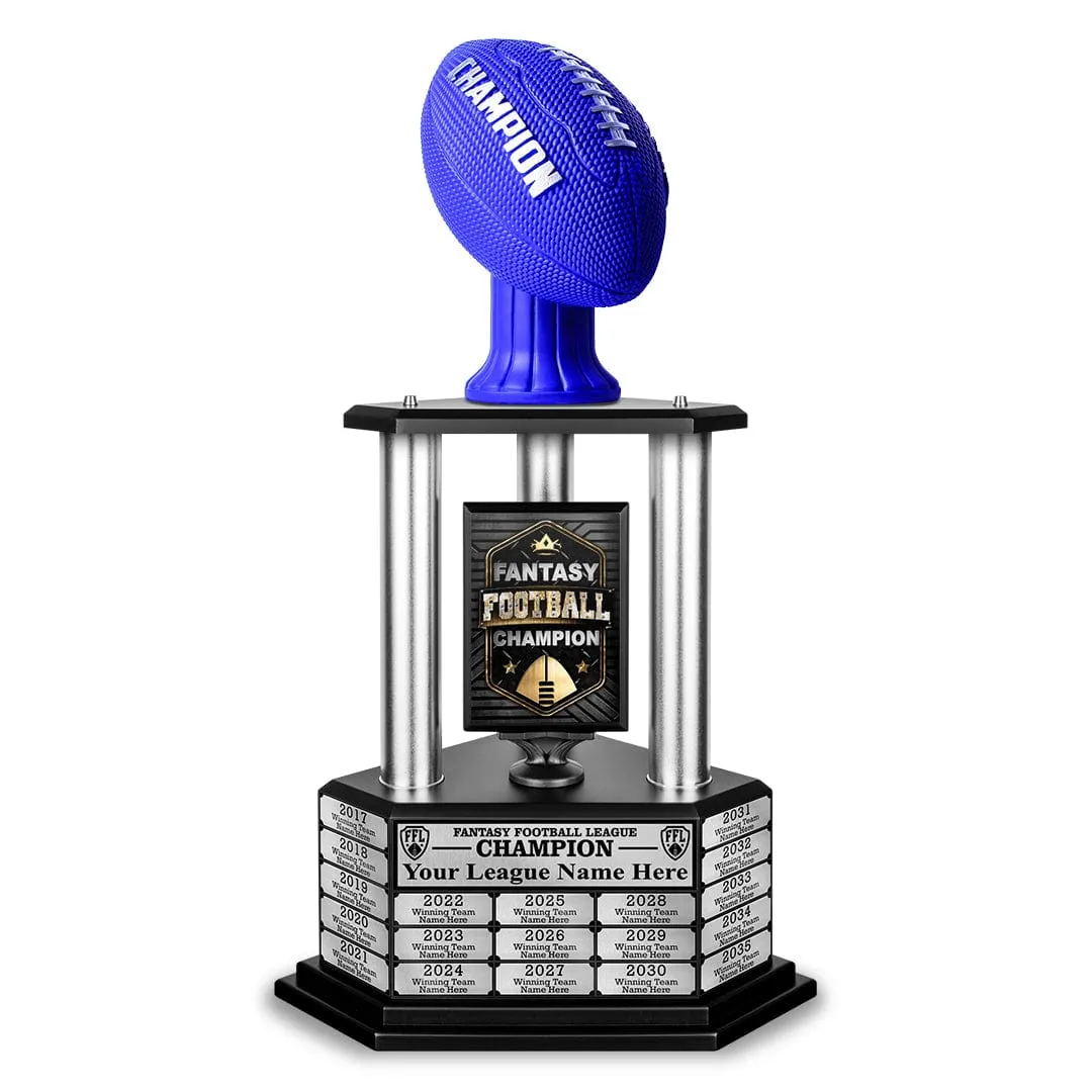 26”-56” Fantasy Football Perpetual Trophy - Blue Football