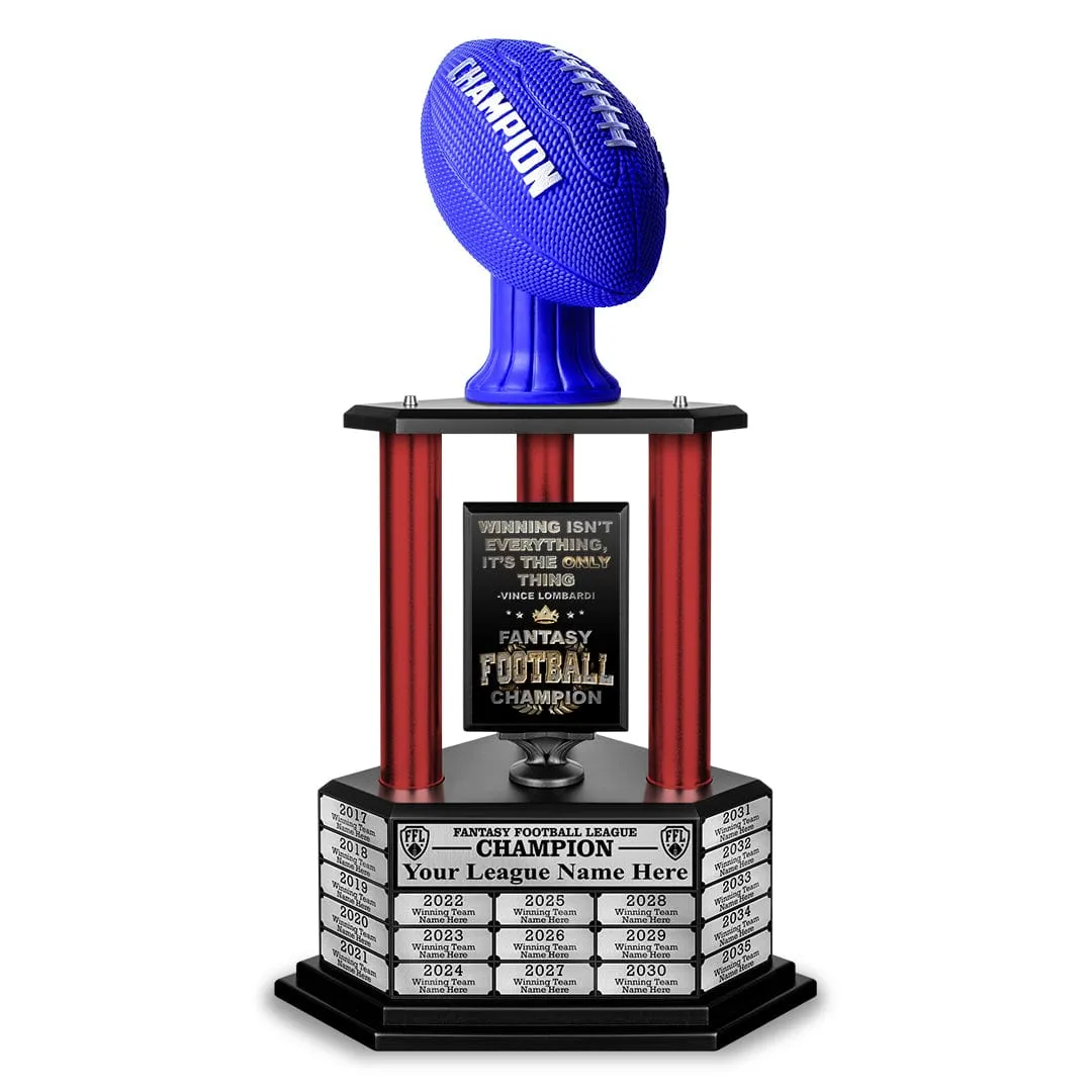 26”-56” Fantasy Football Perpetual Trophy - Blue Football