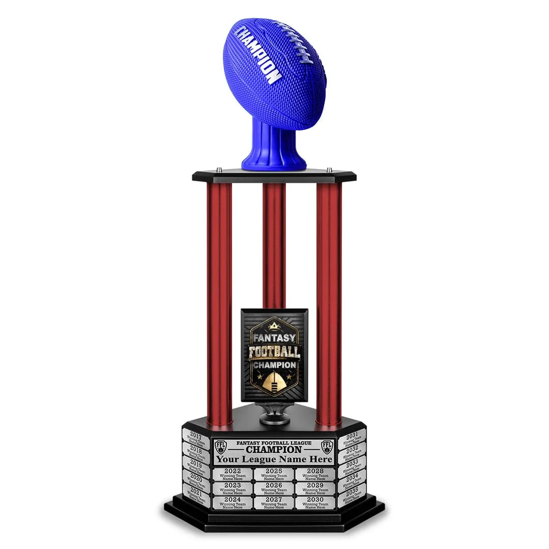 26”-56” Fantasy Football Perpetual Trophy - Blue Football