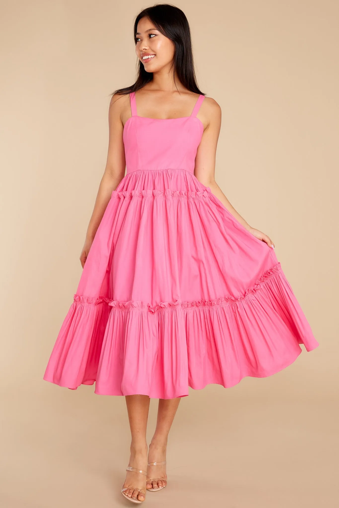 A Thousand Wishes Hot Pink Midi Dress