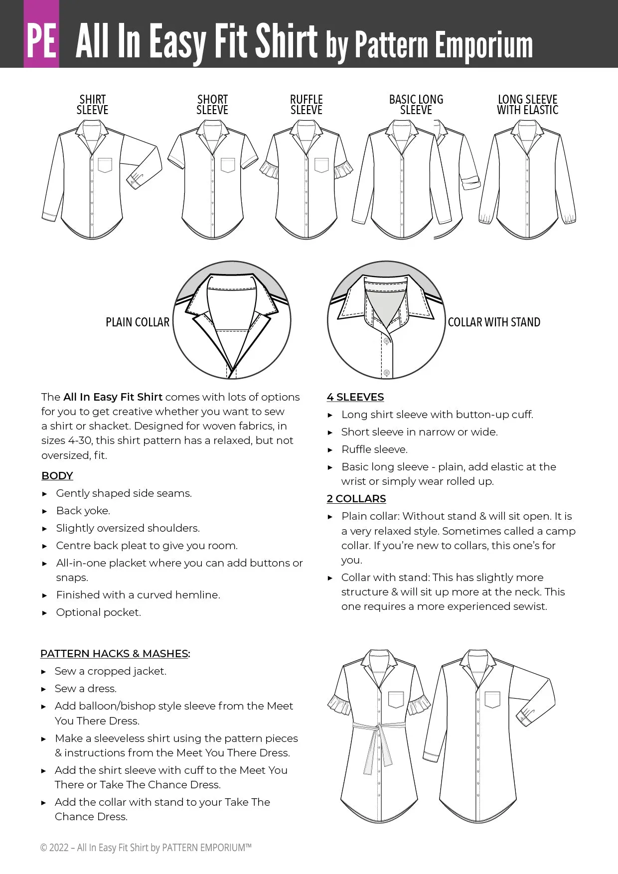 All In | Button Up Shirt Sewing Pattern