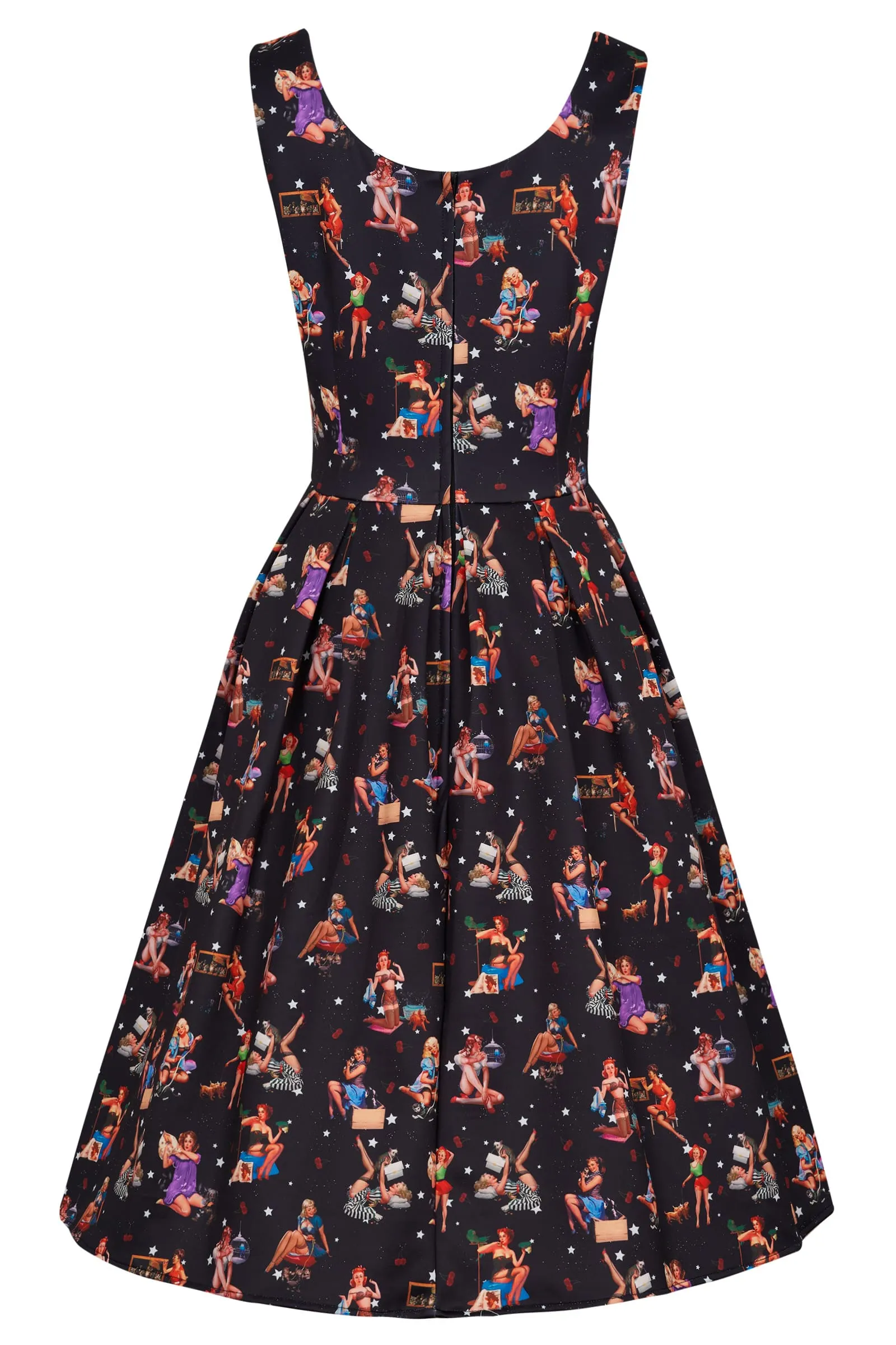 Amanda Pinup Girl Swing Dress In Black