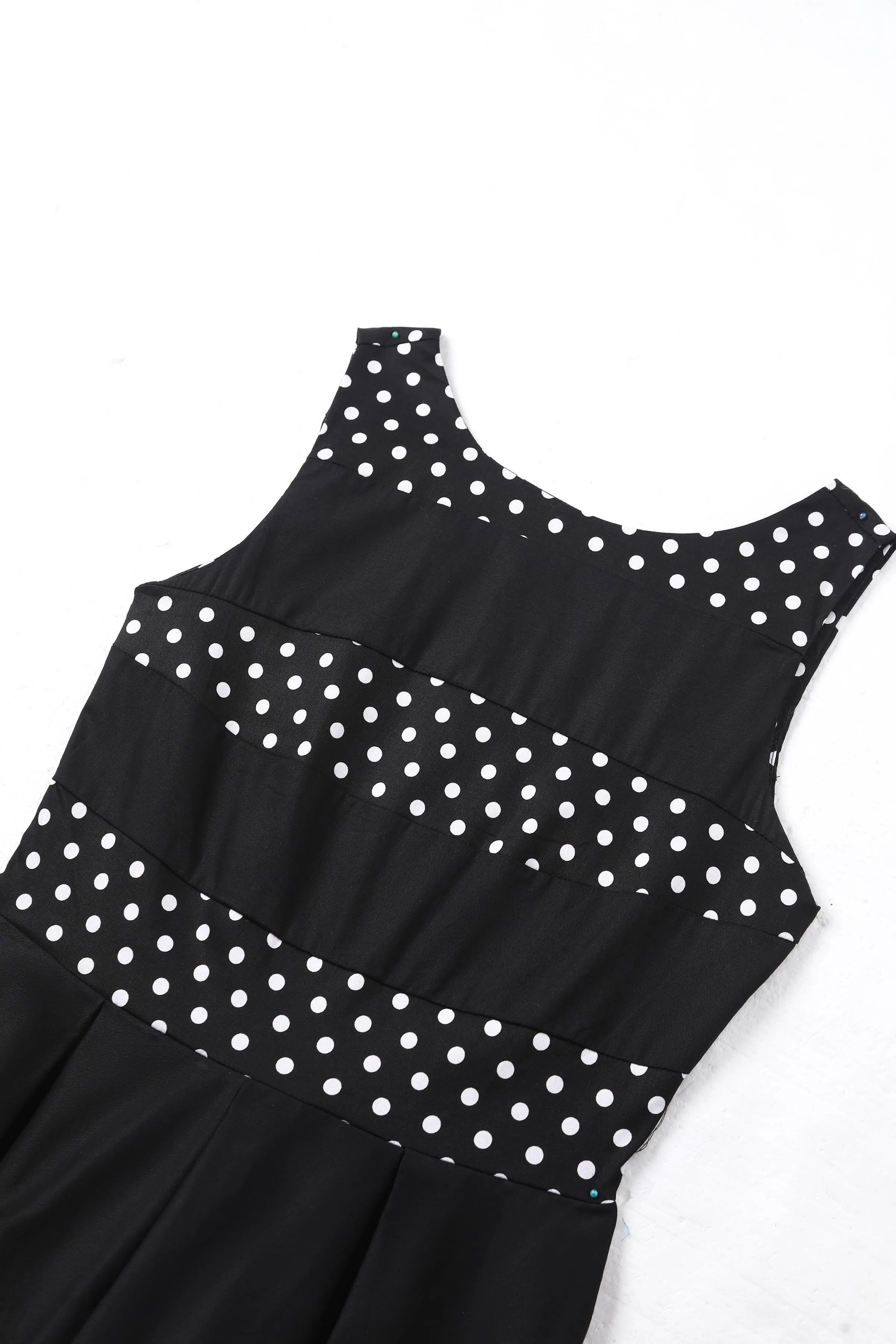 Annie Retro Black Polka Dot Panel Swing Dress