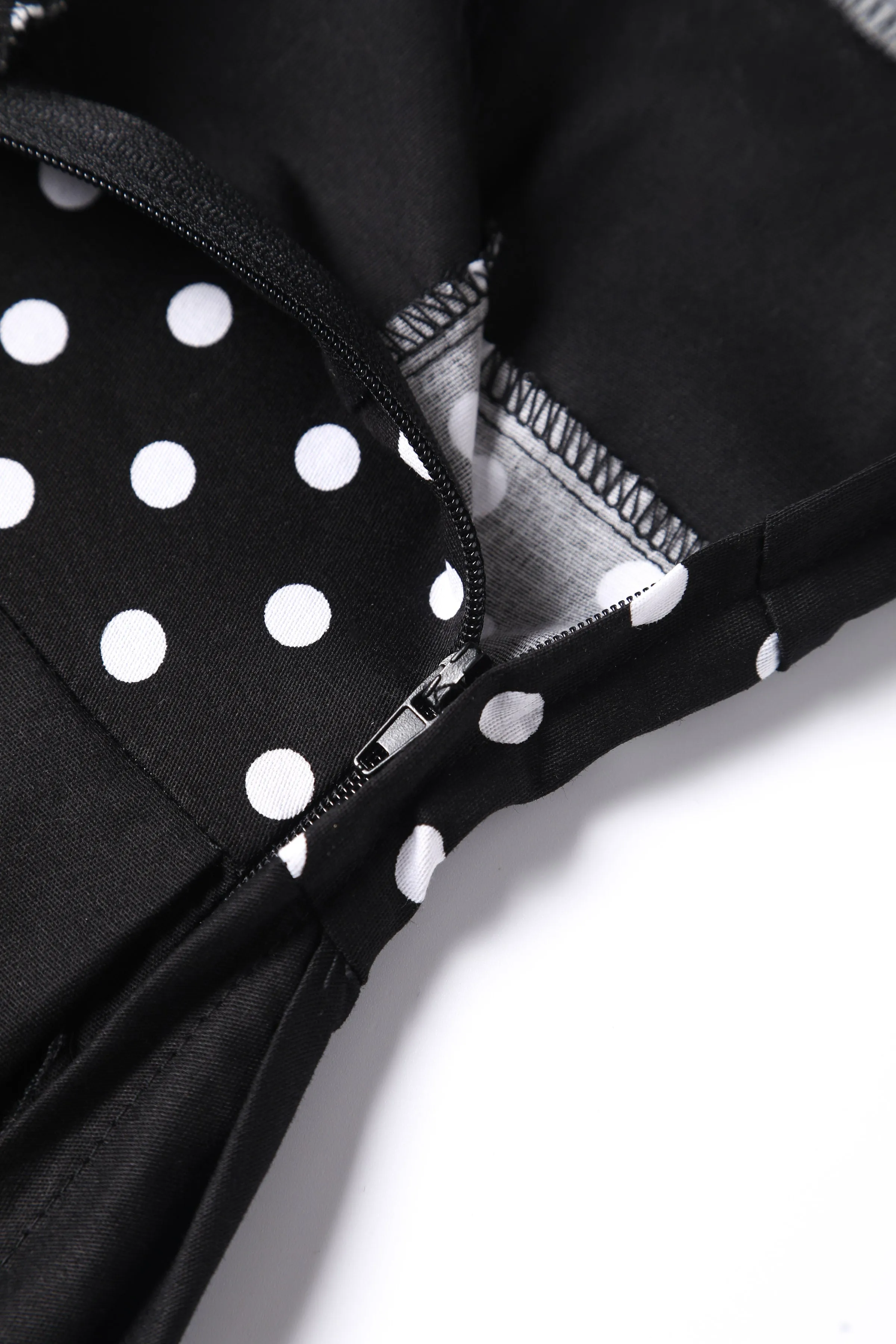 Annie Retro Black Polka Dot Panel Swing Dress