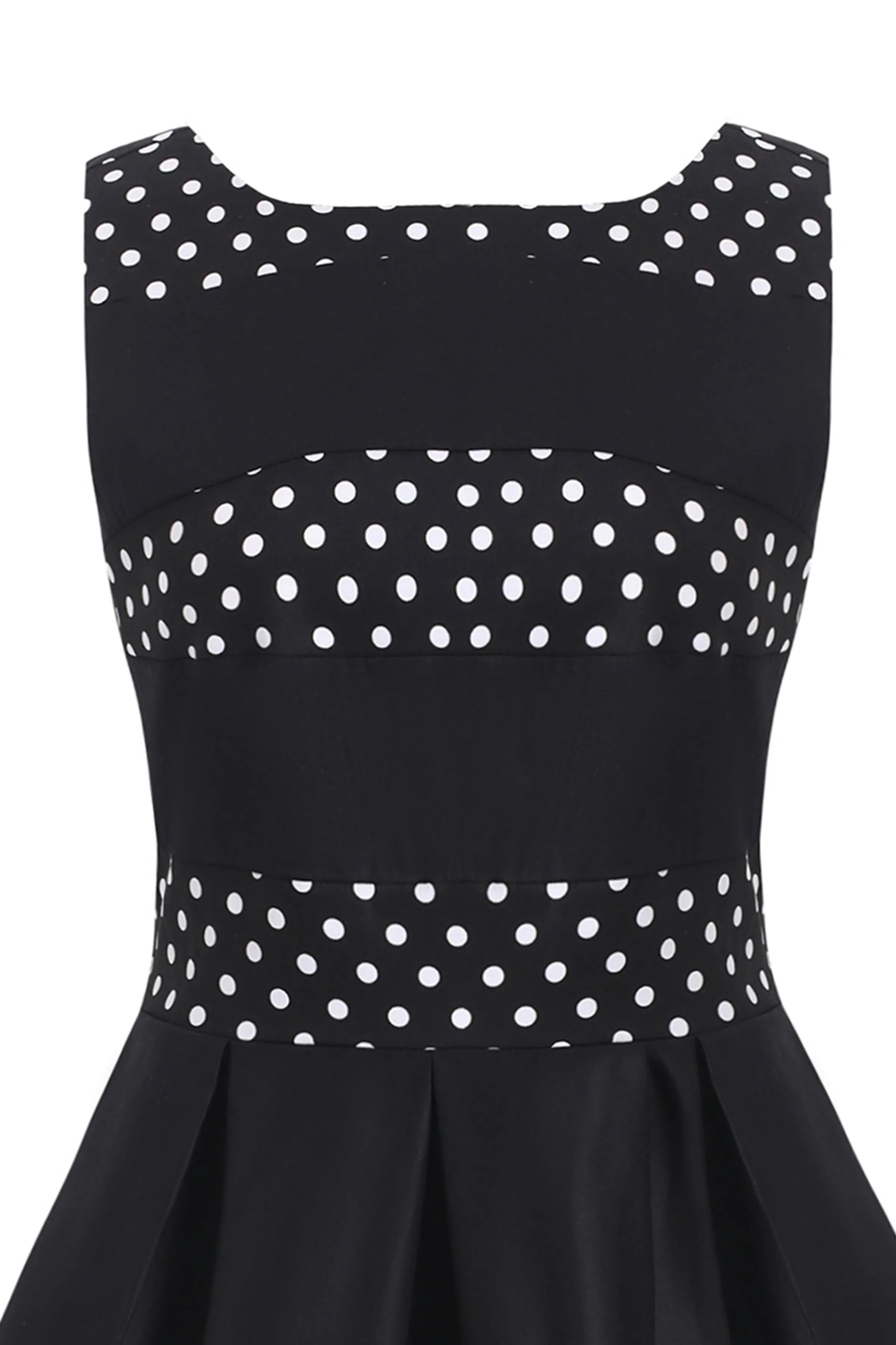 Annie Retro Black Polka Dot Panel Swing Dress