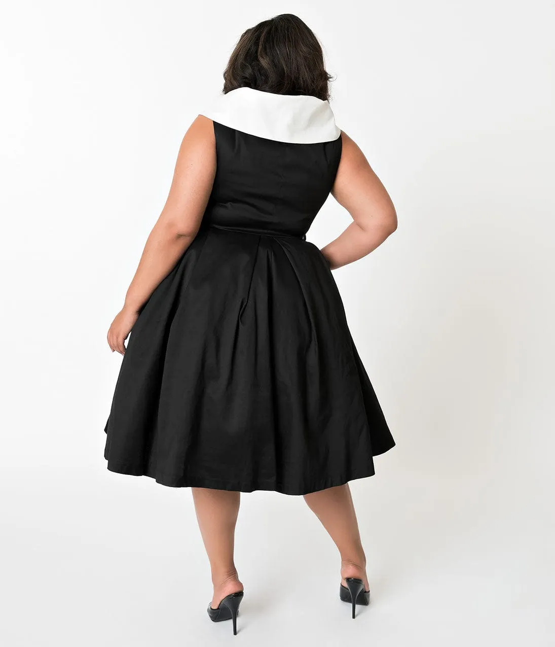 Barbie x Unique Vintage Plus Size Black Cotton After Five Swing Dress