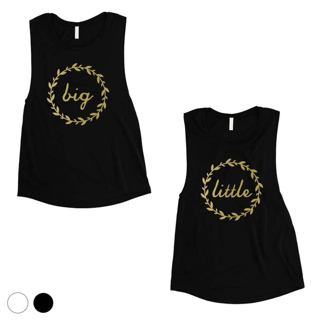 Big Little Leaf Wreath-GOLD Womens Muscle Tank Top Whimsical Great