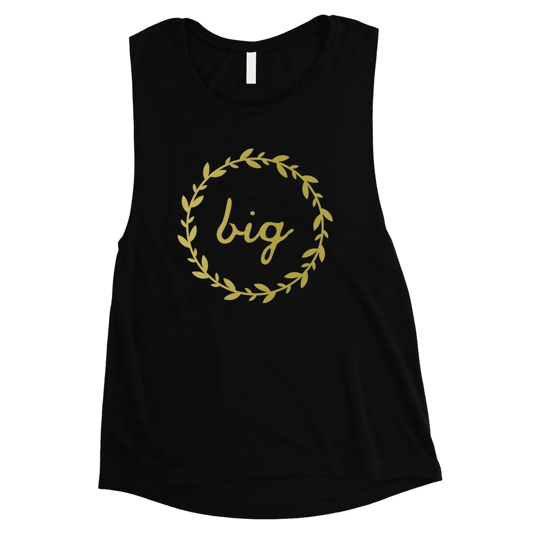 Big Little Leaf Wreath-GOLD Womens Muscle Tank Top Whimsical Great