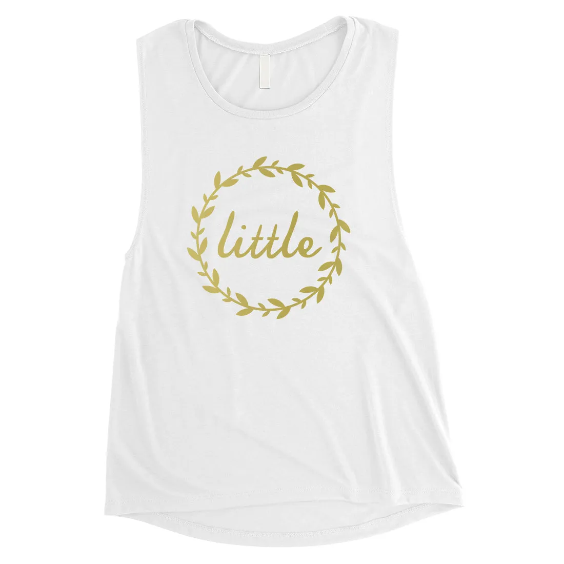 Big Little Leaf Wreath-GOLD Womens Muscle Tank Top Whimsical Great