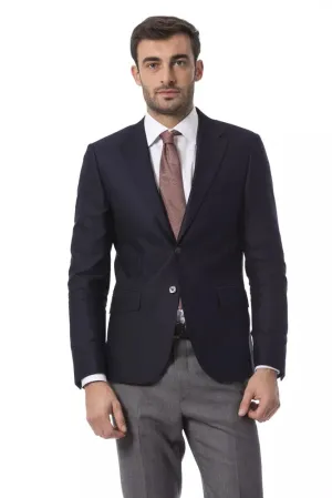 Billionaire Italian Couture Blue Wool Men's Blazer