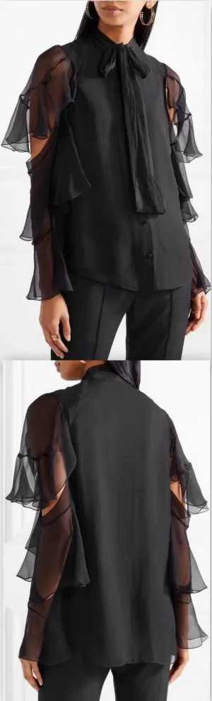 Black Frill Sleeve Blouse