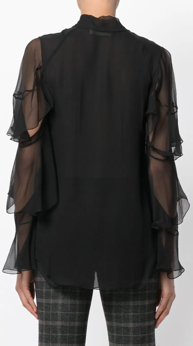 Black Frill Sleeve Blouse