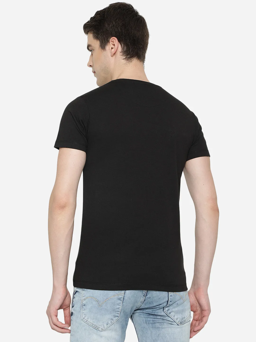 Black Solid Slim Fit T-Shirt | Greenfibre