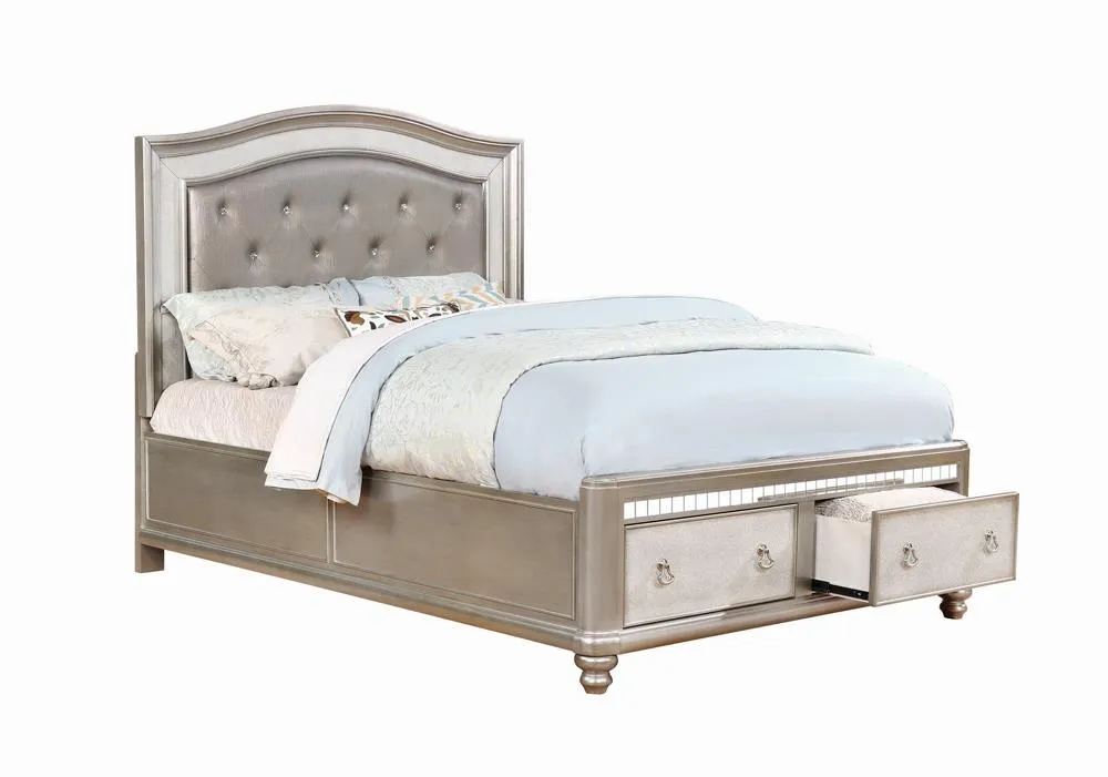 Bling Game 4-Piece Storage Bedroom Set Metallic Platinum King