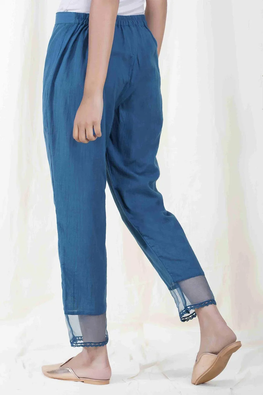 Blue Relaxed Cotton Pant