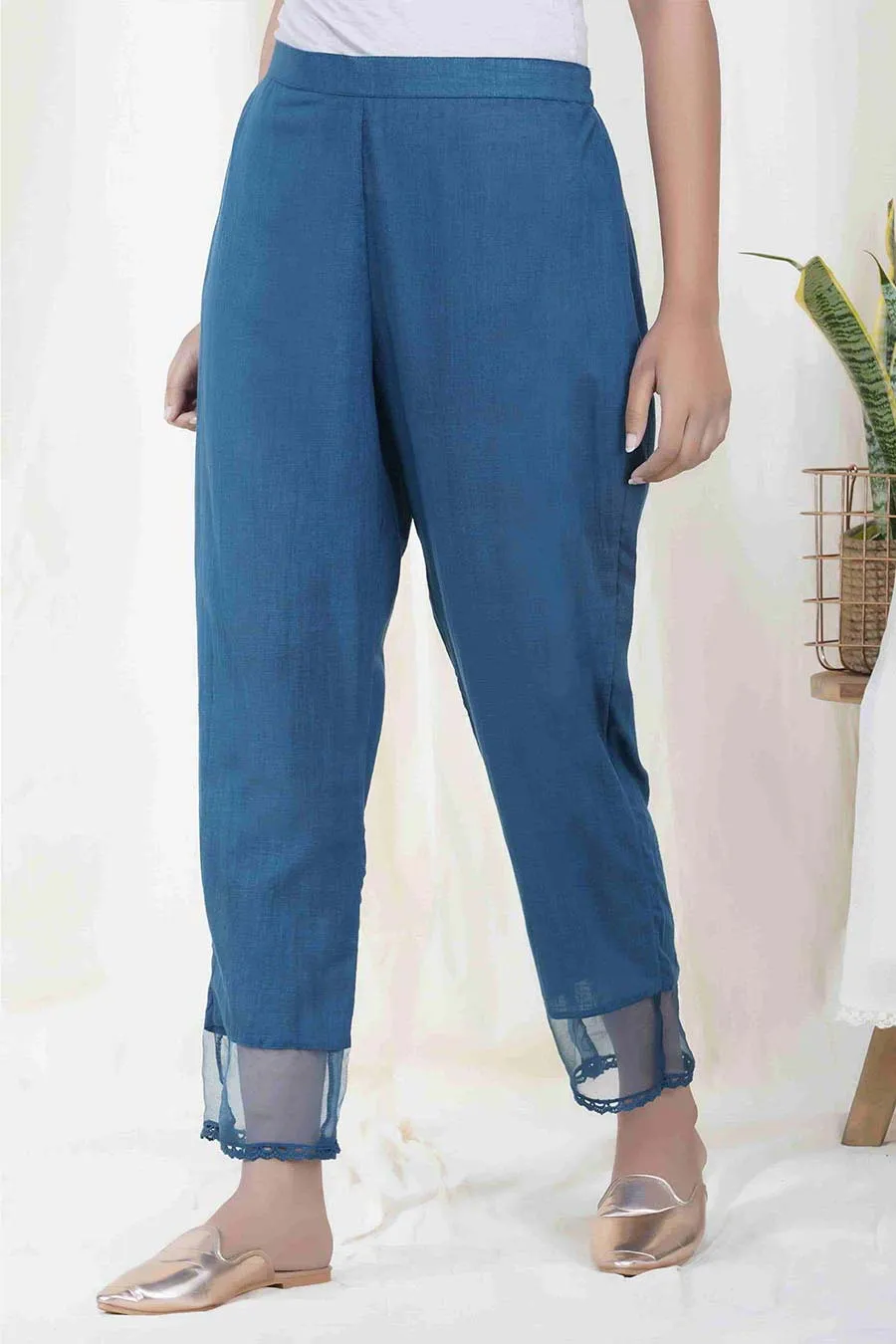 Blue Relaxed Cotton Pant