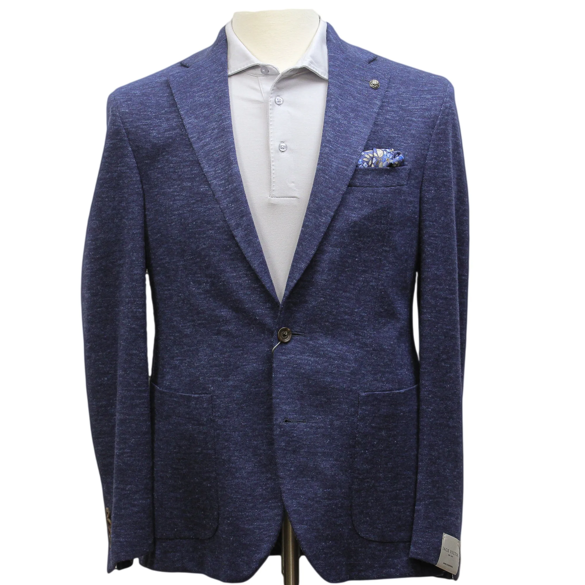 Blue Wool-Silk-Linen Comfortwear Hartford Contemporary Fit Sport Jacket - Jack Victor