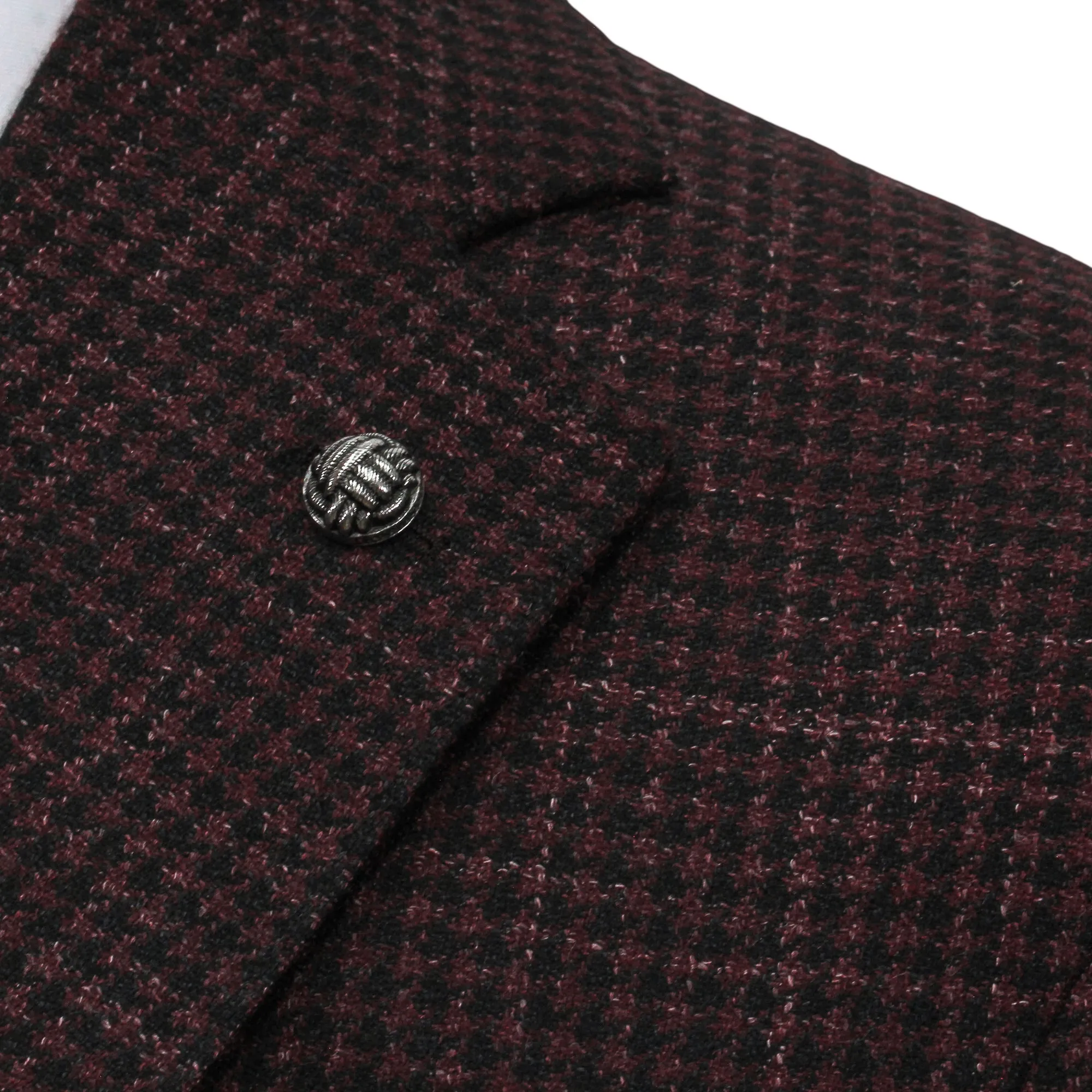 Bordeaux Houndstooth Wool/Silk/Linen Montana Contemporary Sport Jacket - Jack Victor