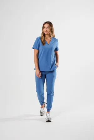 CLASSIC ONE-POCKET WOMEN'S SCRUB TOP (CEIL BLUE)