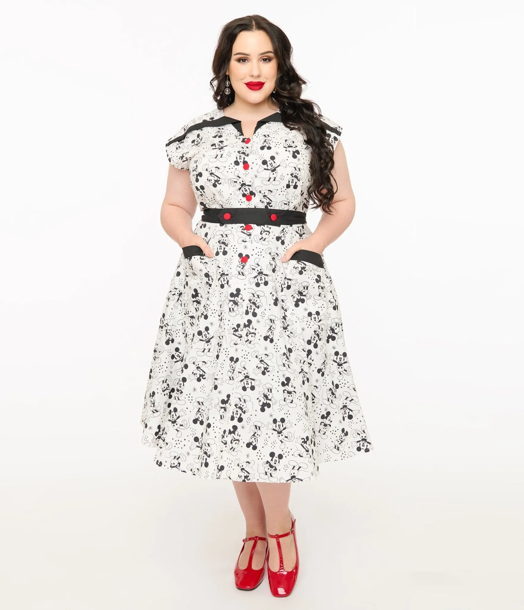 Disney Mickey & Friends Collection by Unique Vintage Plus Size Mickey Mouse Hedda Swing Dress