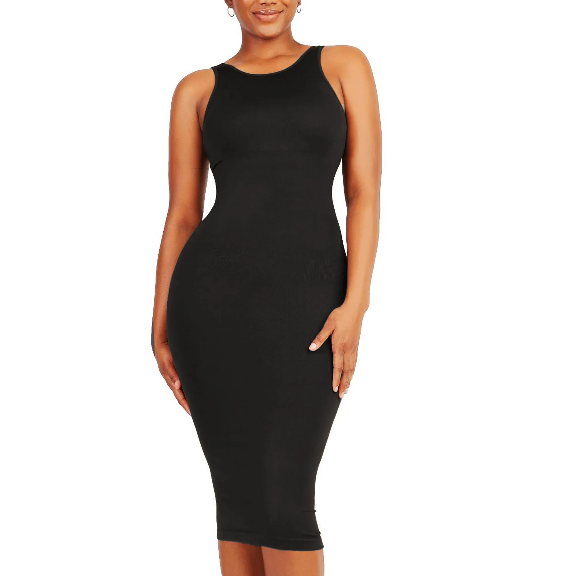 Dresses for Women 2024 Tummy Control Shapewear I Midi Sleeveless High Neck Sculpting Dress