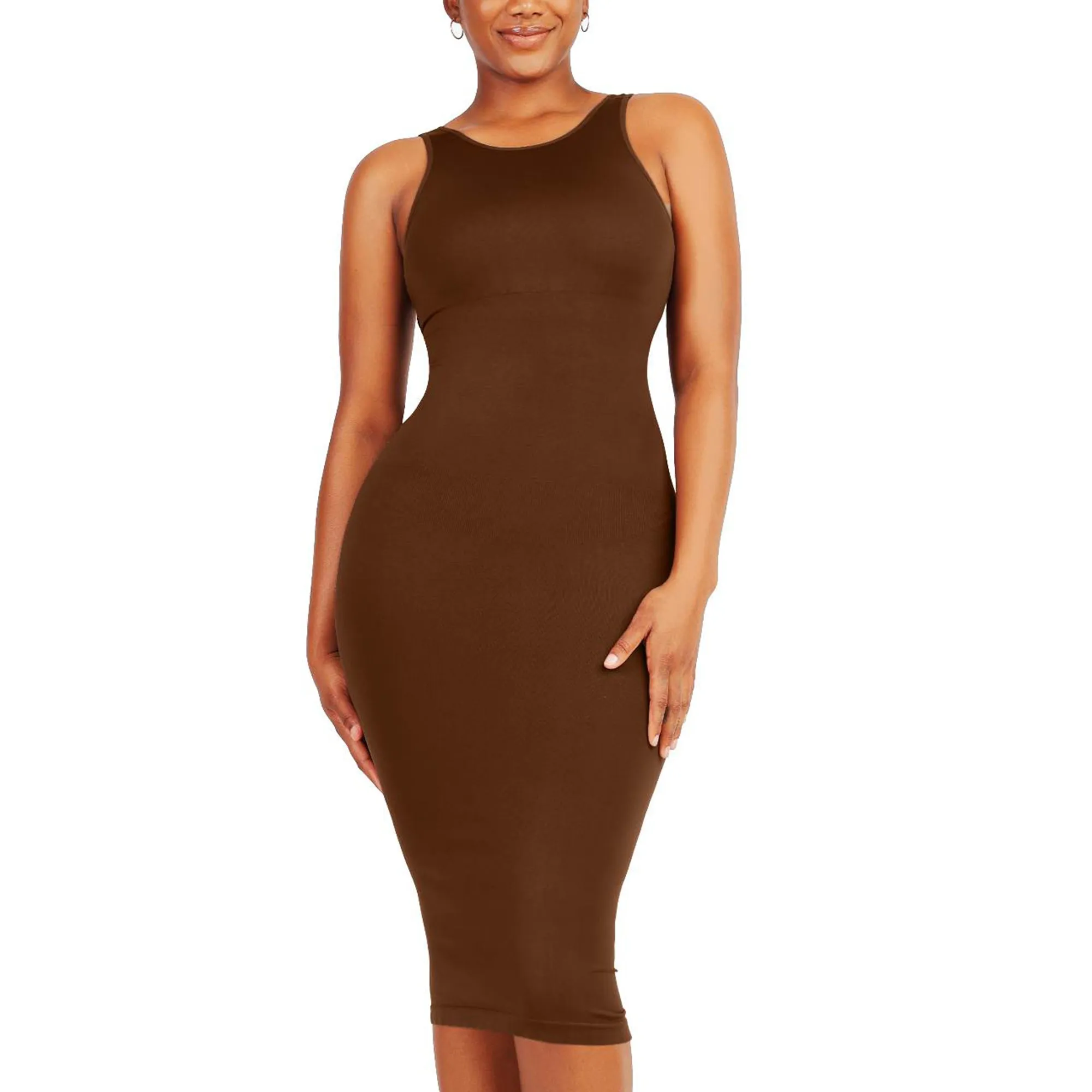 Dresses for Women 2024 Tummy Control Shapewear I Midi Sleeveless High Neck Sculpting Dress