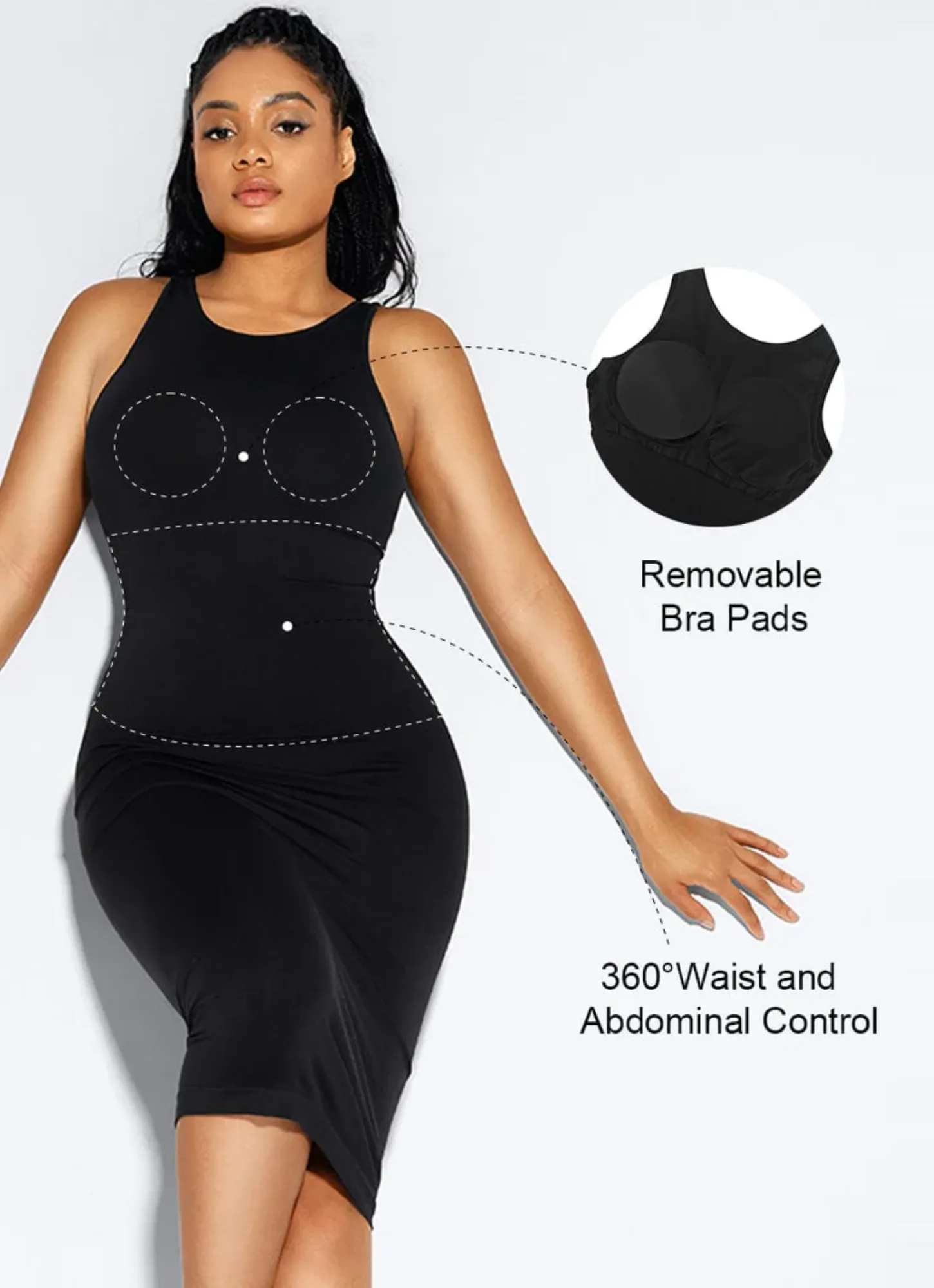 Dresses for Women 2024 Tummy Control Shapewear I Midi Sleeveless High Neck Sculpting Dress