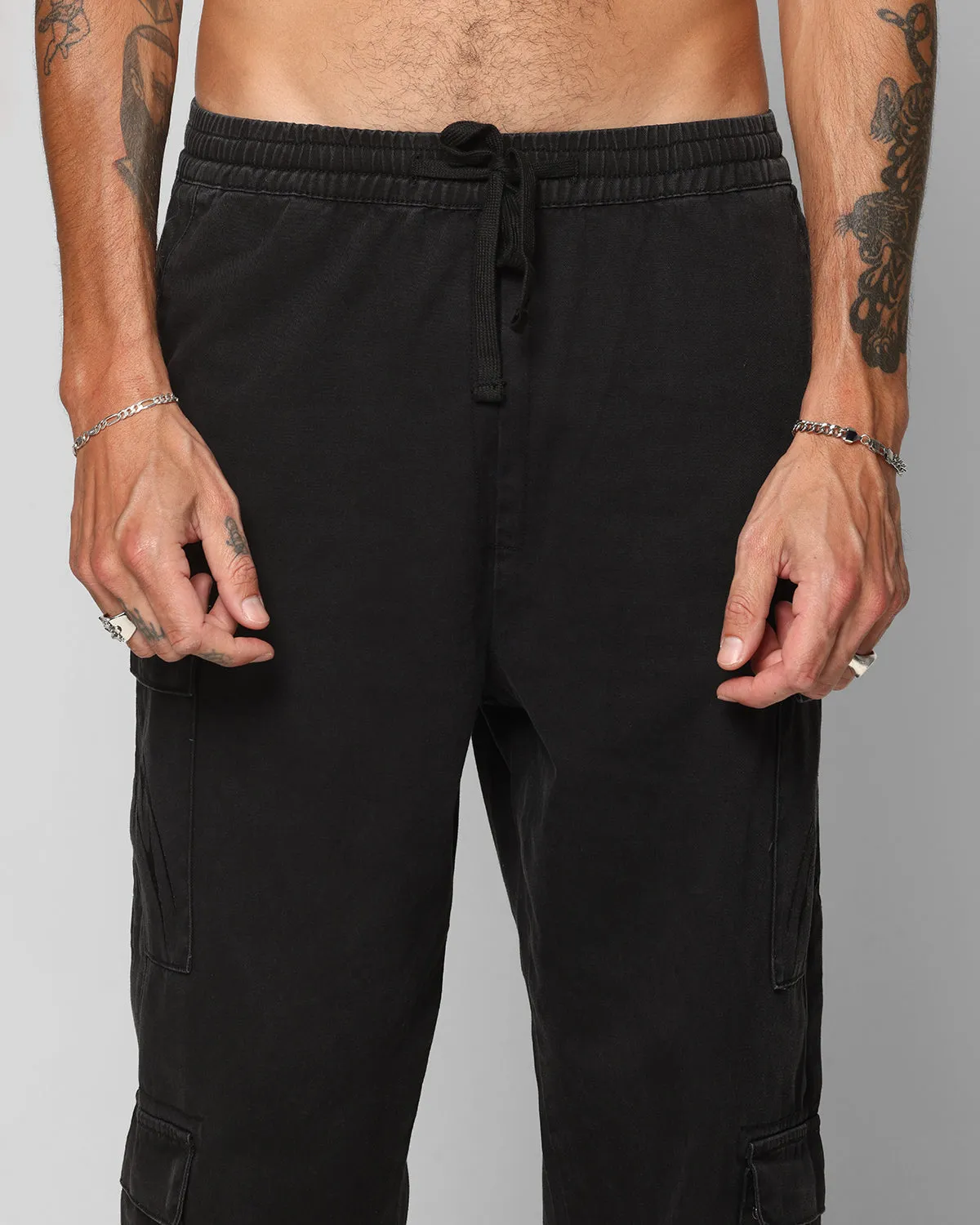 Ed Hardy Electric Cargo Pants Washed Black