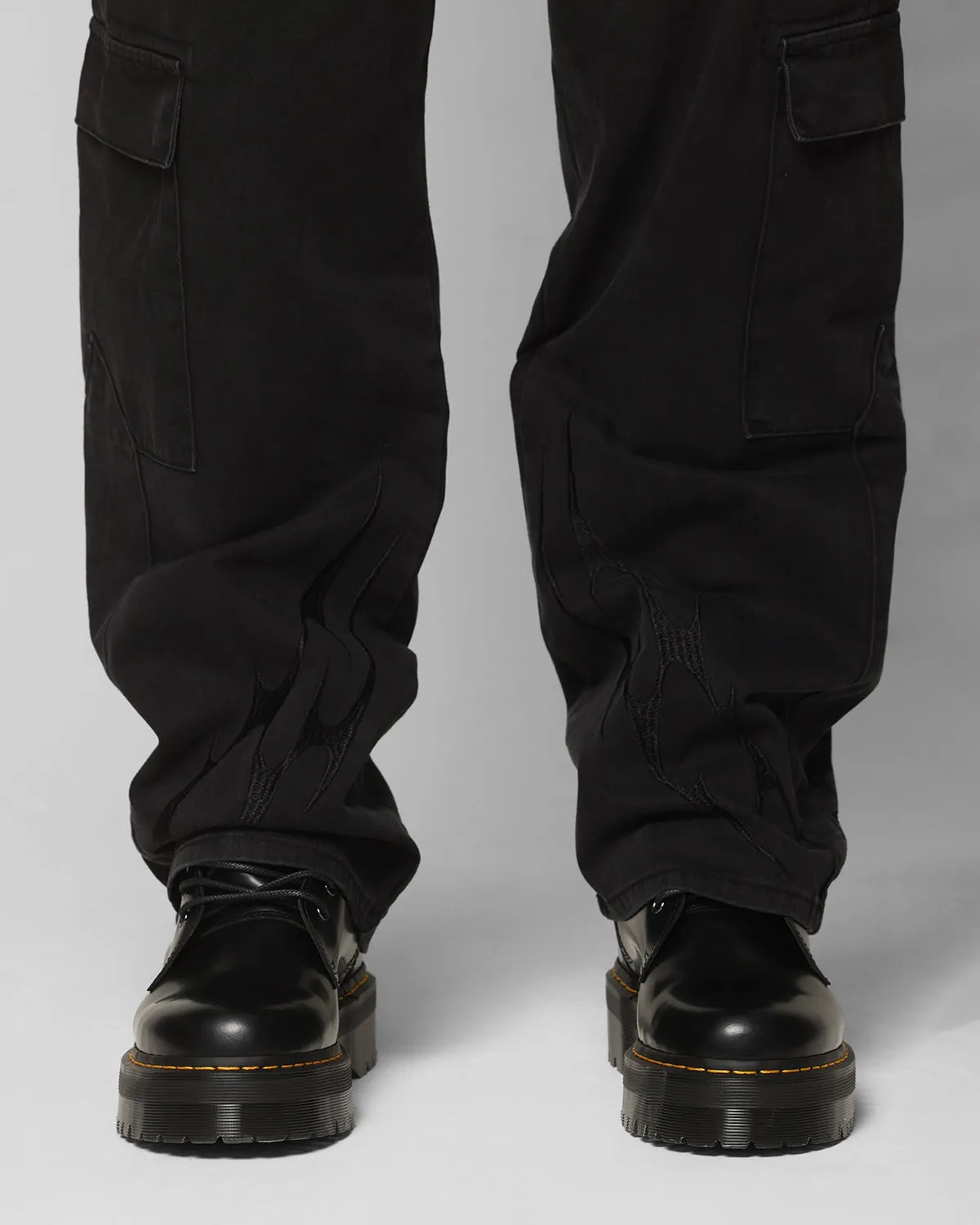 Ed Hardy Electric Cargo Pants Washed Black