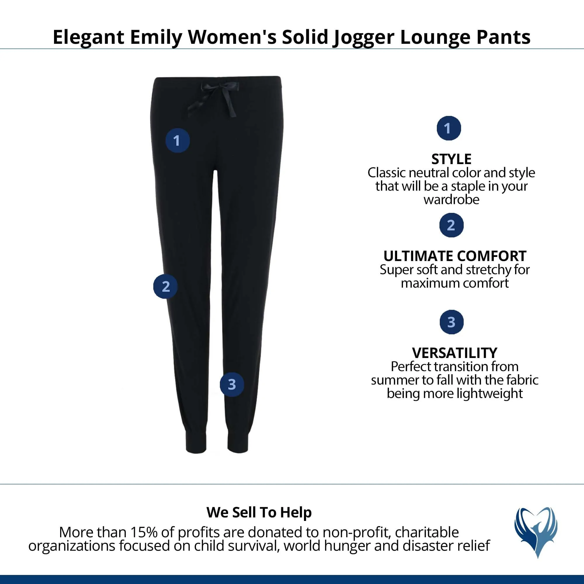 Elegant Emily Women's Solid Jogger Lounge Pants