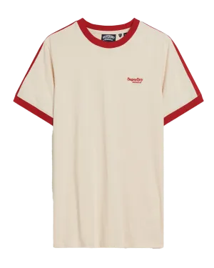 Essential Logo Retro T-Shirt in Oatmeal & Chilli Pepper Red