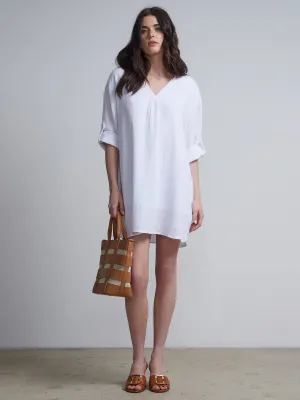 Gauze Split-Neck Dress