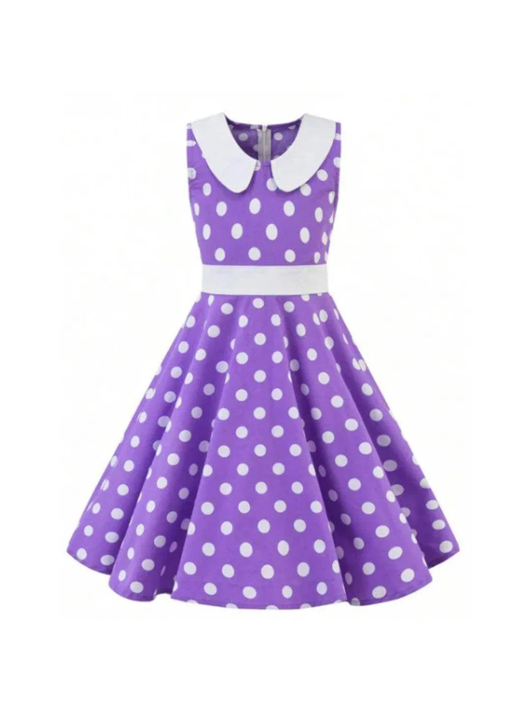 Girls Purple Polka Dot Rockabilly Dress