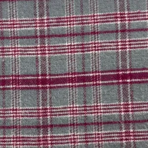 Grey/Magenta | 1-Inch Check Plaid Flannel Shirting - SKU 3921 #U117