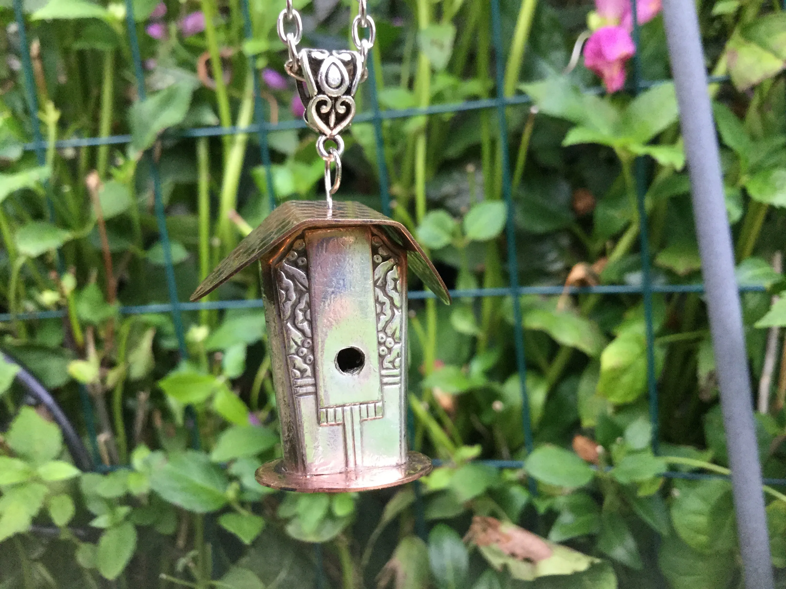 Handmade Bird House Necklace