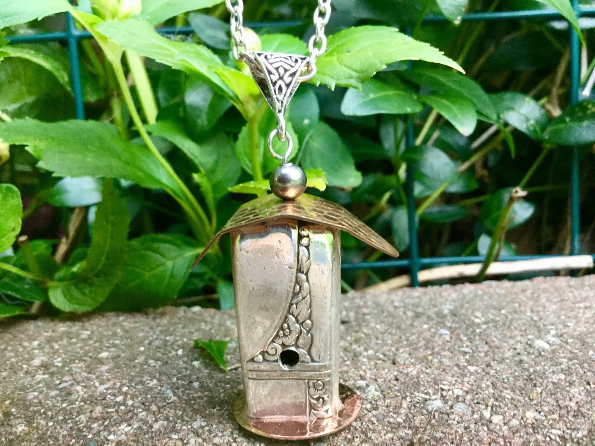 Handmade Bird House Necklace