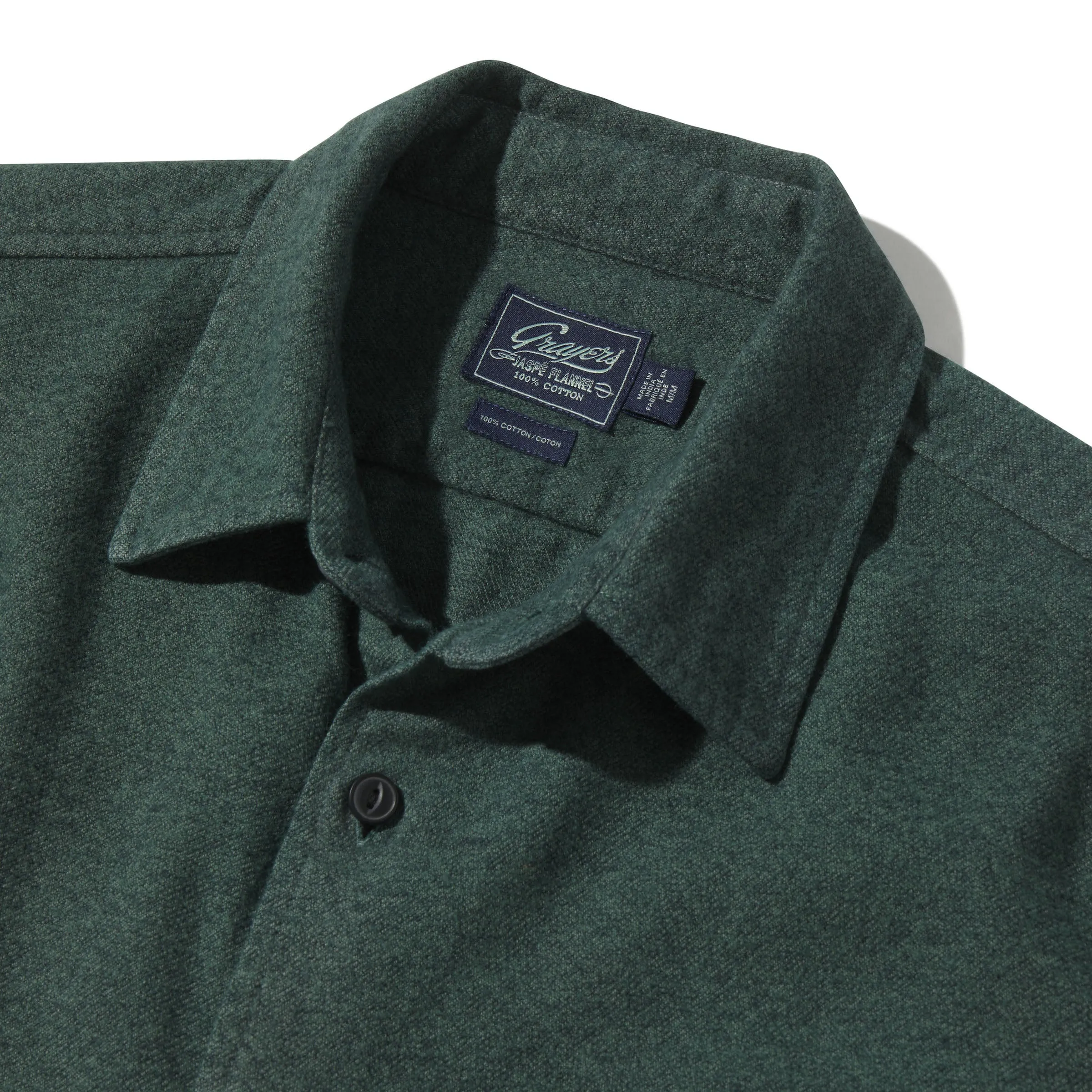 Harper 3 ply Jaspe Flannel Shirt - Forest Green