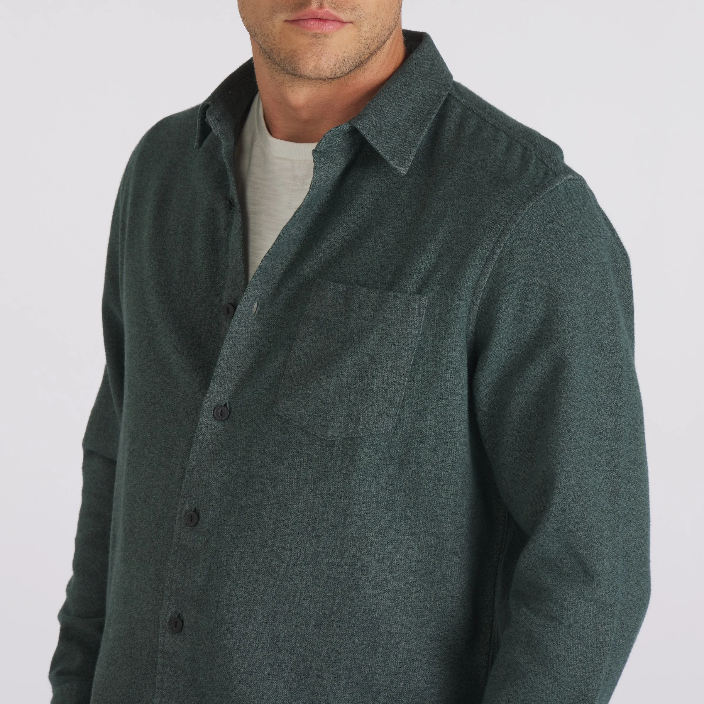 Harper 3 ply Jaspe Flannel Shirt - Forest Green