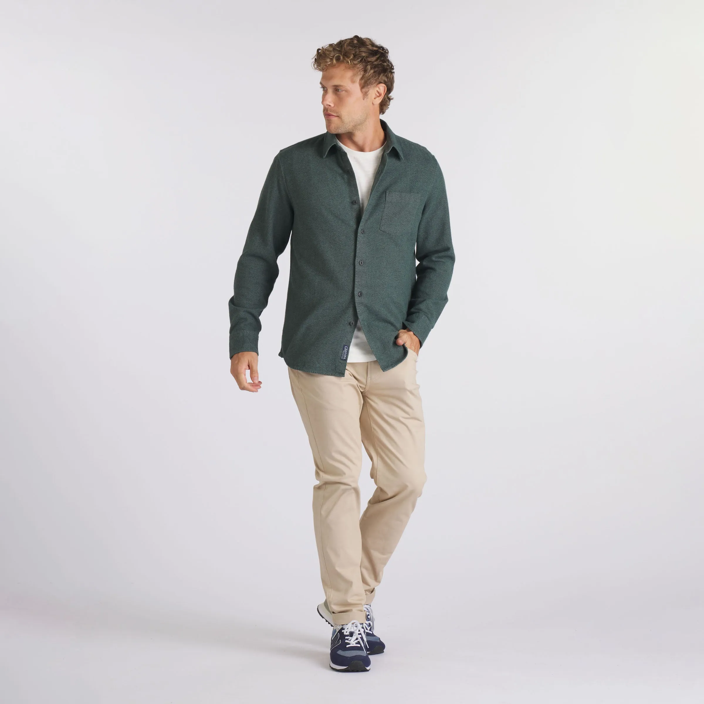 Harper 3 ply Jaspe Flannel Shirt - Forest Green