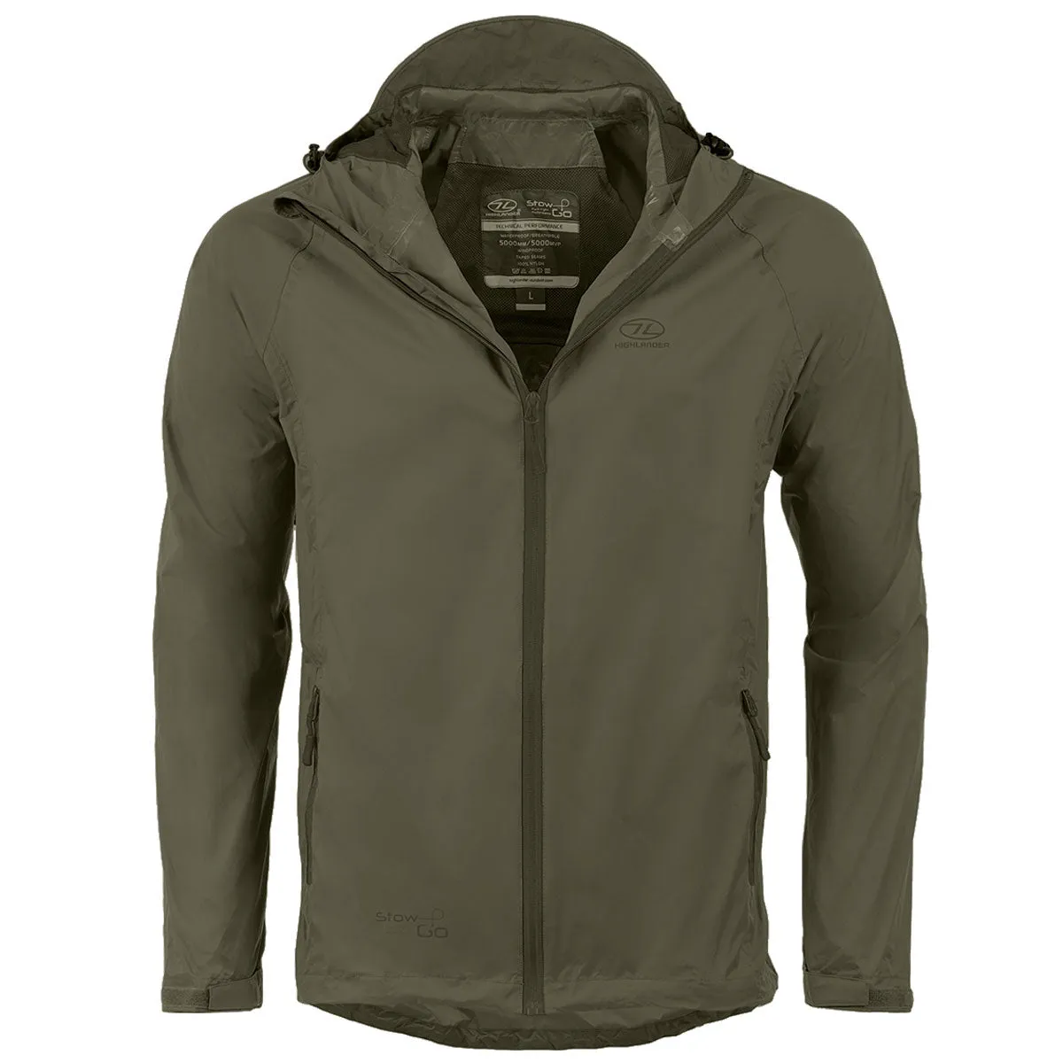 Highlander Stow & Go Waterproof Jacket Olive Green