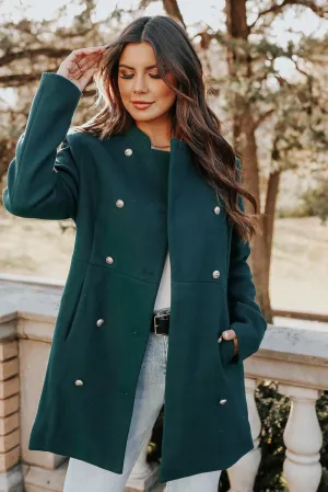 Hunter Green Double Breasted Peacoat - FINAL SALE