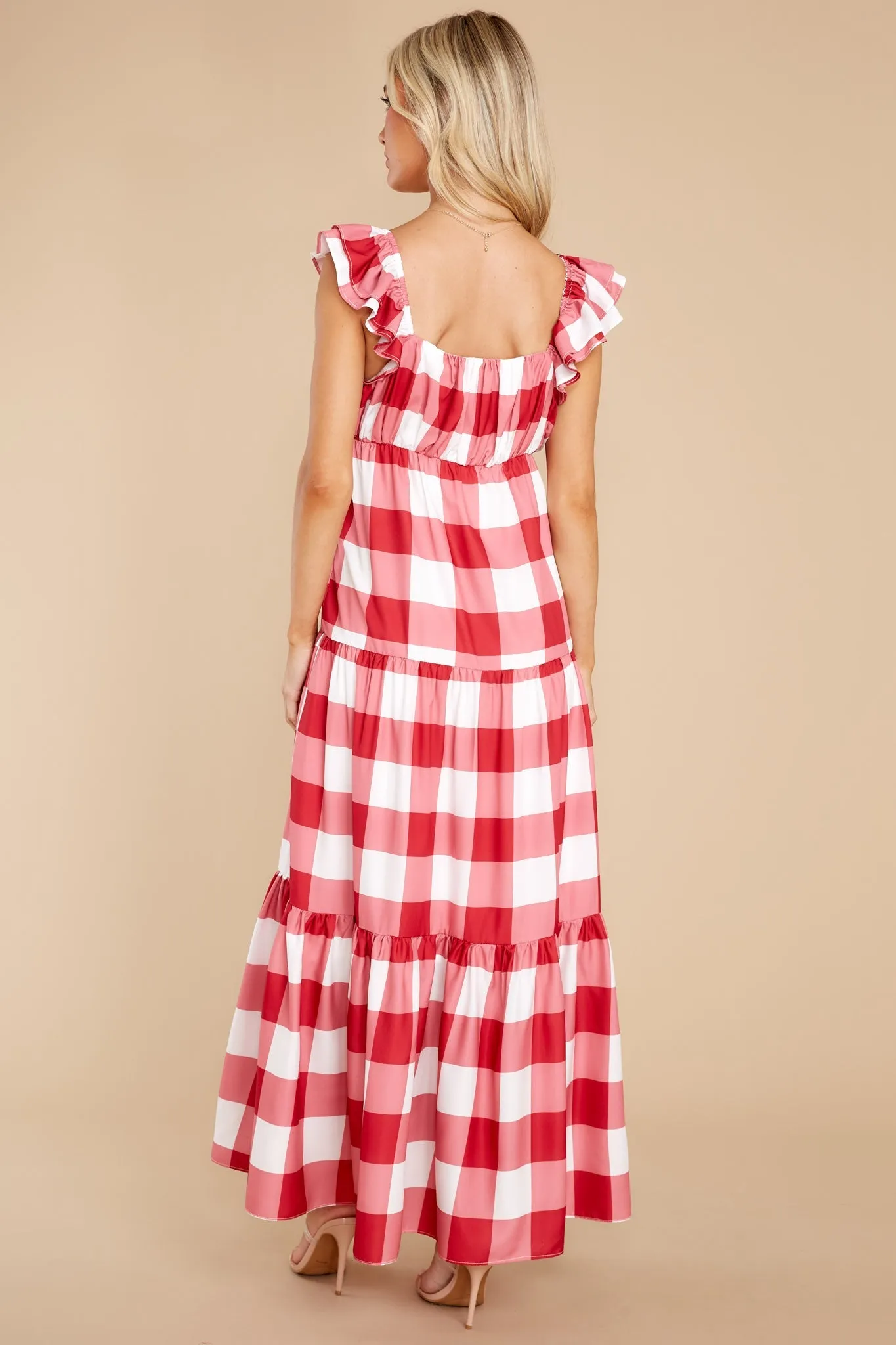 I Picnic You Red Gingham Midi Dress