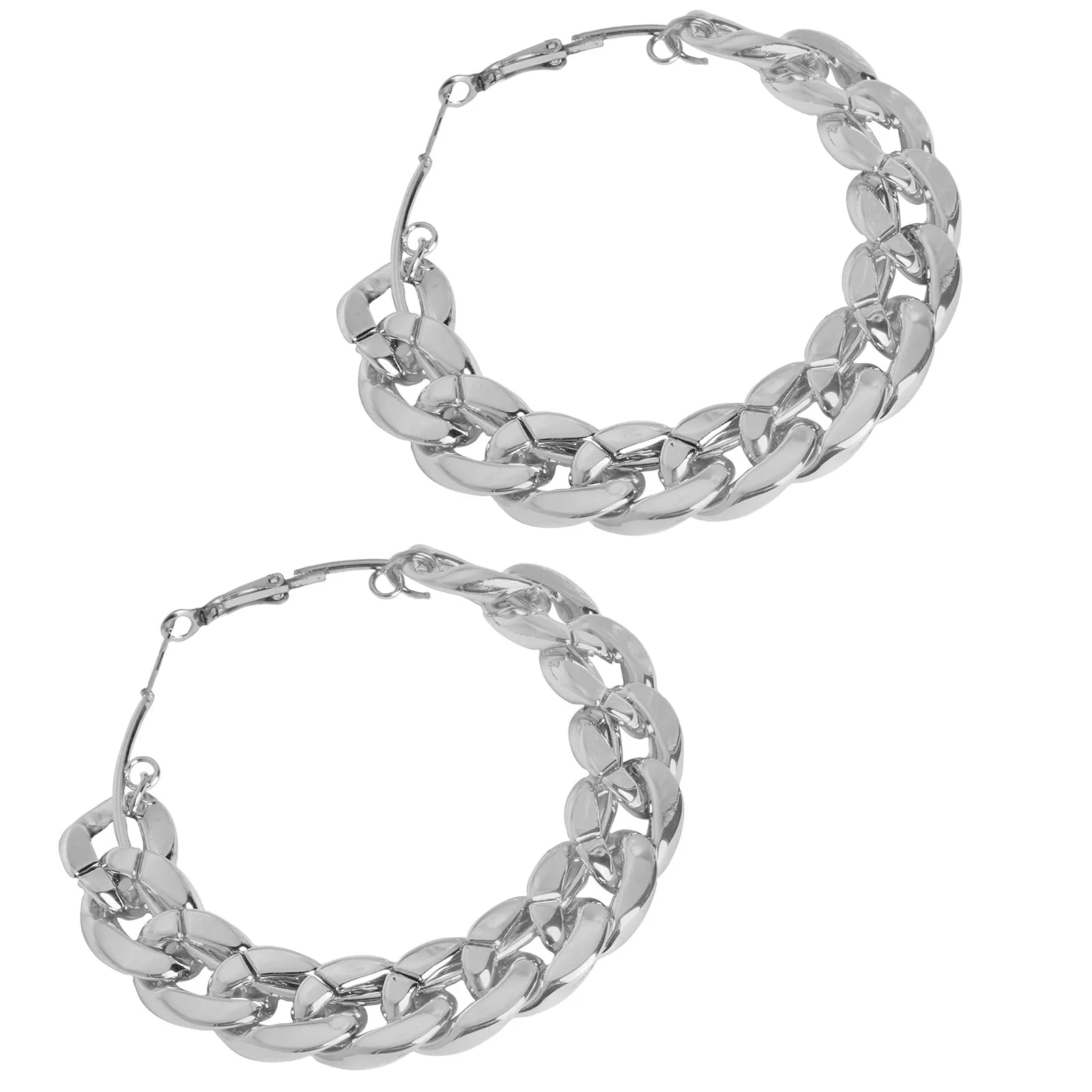 Joker & Witch Retro Silver Chain Hoops for Women